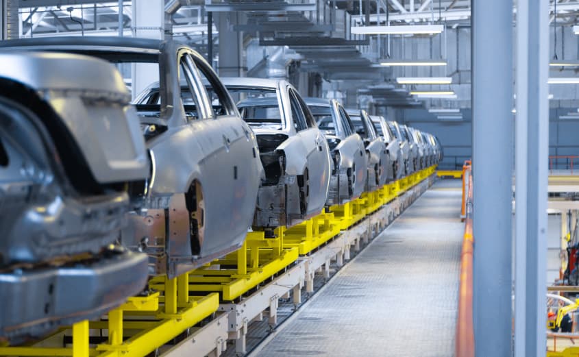 Automotive production line with automated component handling